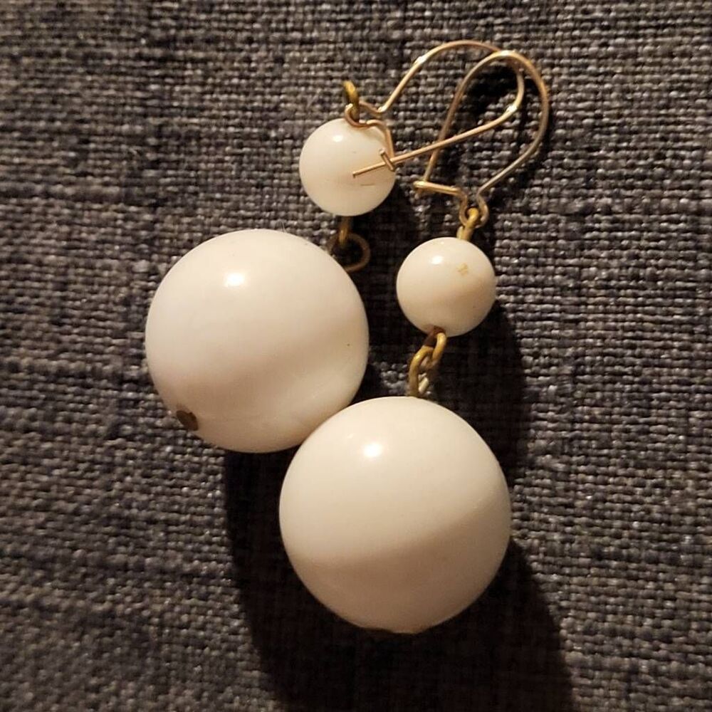 Vintage White Beaded Earrings
